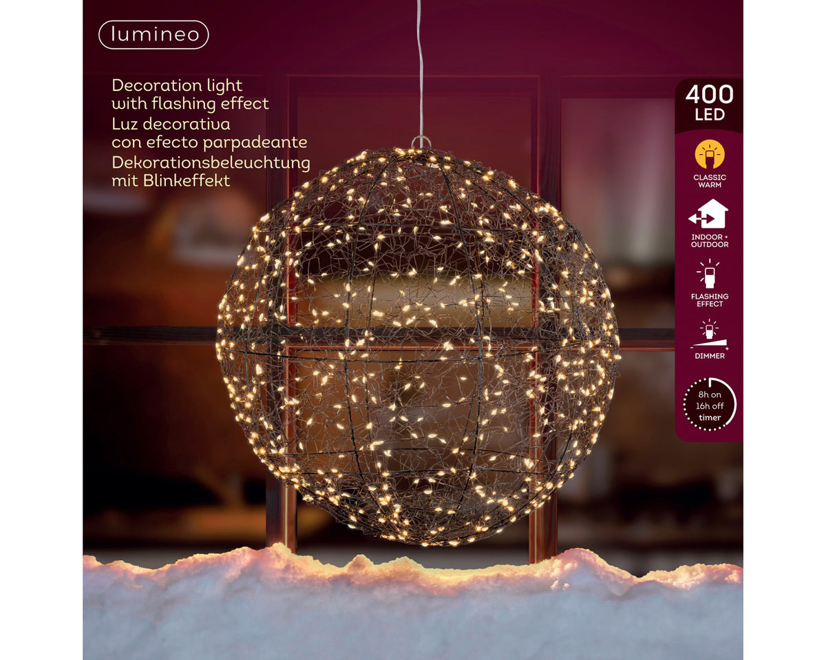 Kerst Lichtbol – 400 LED – Timer – Klassiek Warm – Ø 30 cm - foto 3
