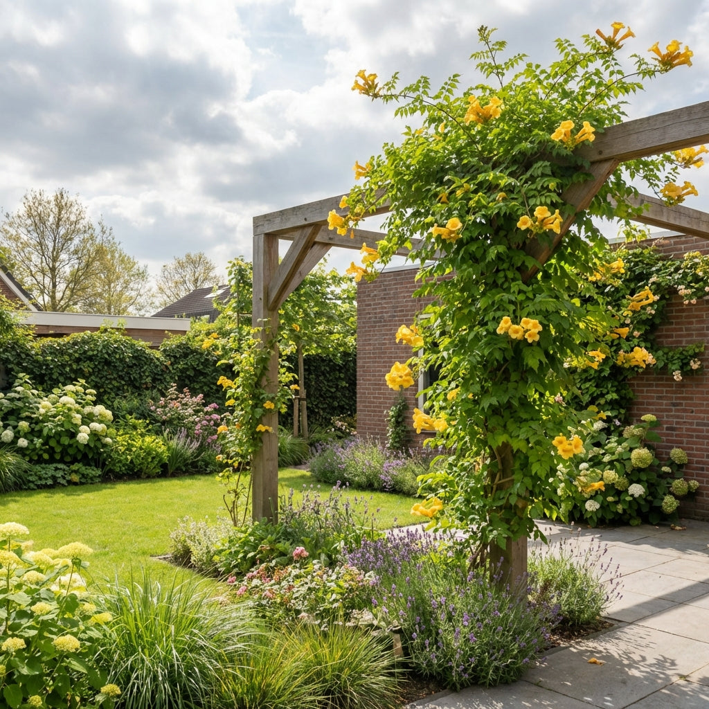 Klimplant Campsis radicans Flava (trompetbloem) - Klimplanten