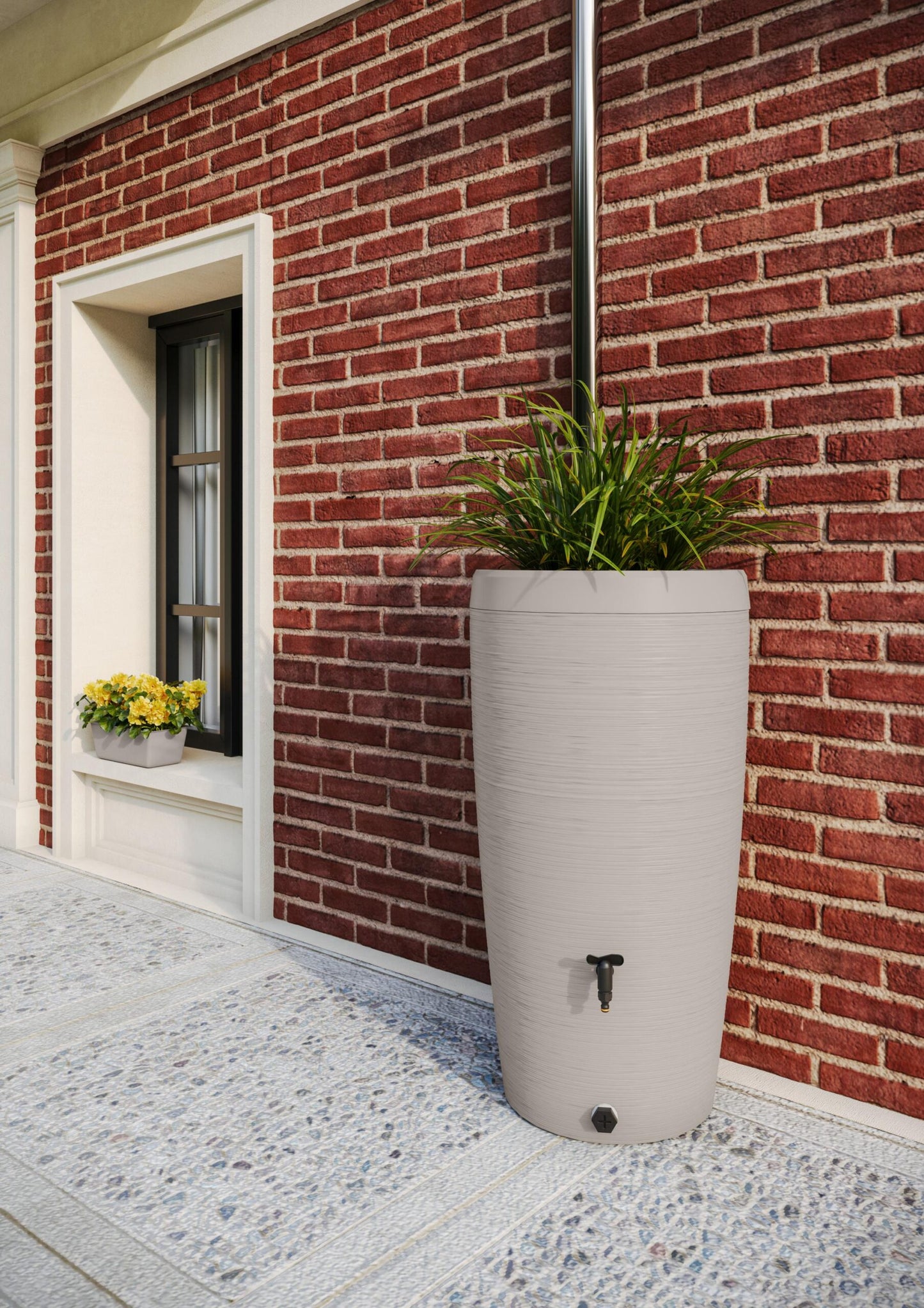 Regenton wave taupe houtnerfstructuur 240L