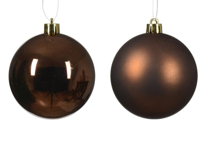 Kerstballen Espresso 8 cm – 6 Stuks – Mat & Glanzend - foto 2