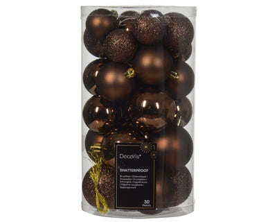 Kerstballen Espresso Mix – 30 Stuks – 4/5/6 cm
