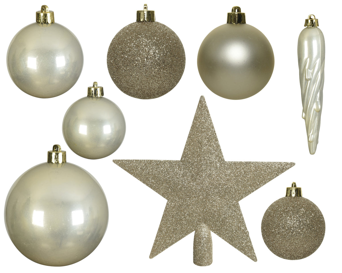 Kerstballen Parel – 33 Stuks – Shiny, Matt & Glitter - foto 2