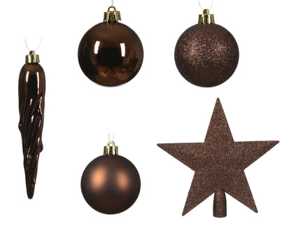 Kerstballen Espresso – 33 Stuks – Shiny, Matt & Glitter - foto 2