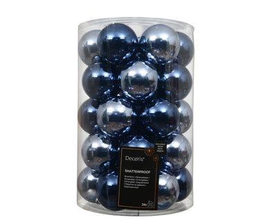 Kerstballen Blauw Mix – 34 Stuks – 8 cm – In Koker