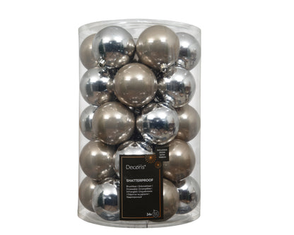 Kerstballen Zilver Mix – 34 Stuks – 8 cm – In Koker