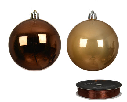 Kerstballen Bruin Mix – 34 Stuks – 8 cm – In Koker - foto 2