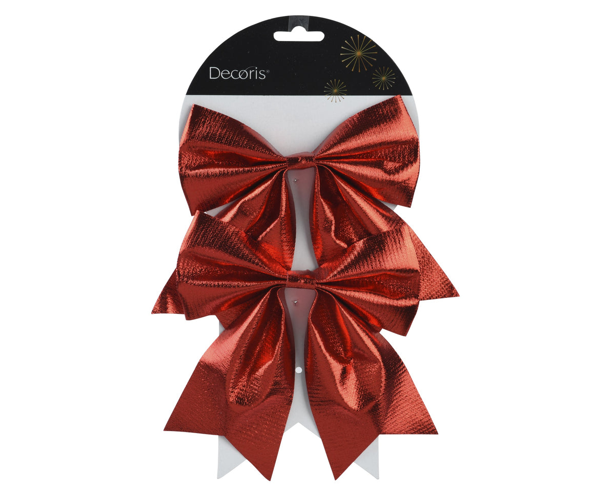 Kerststrikken Polyester - 15 x 17 cm - Rood - 2 stuks