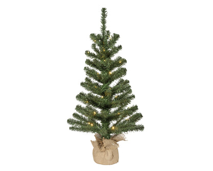 Kunstkerstboom - 75 cm - 35 Micro LED - Jute zak - Batterij