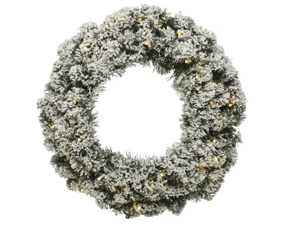Kerstkrans Everlands - Ø 60 cm - Groen - Besneeuwd - 50 LED